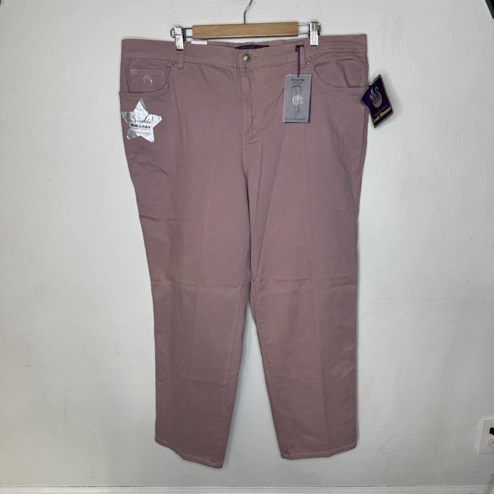 New Gloria Vanderbilt Amanda Classic Fit Slimming Rose Color Jeans Womens 22W